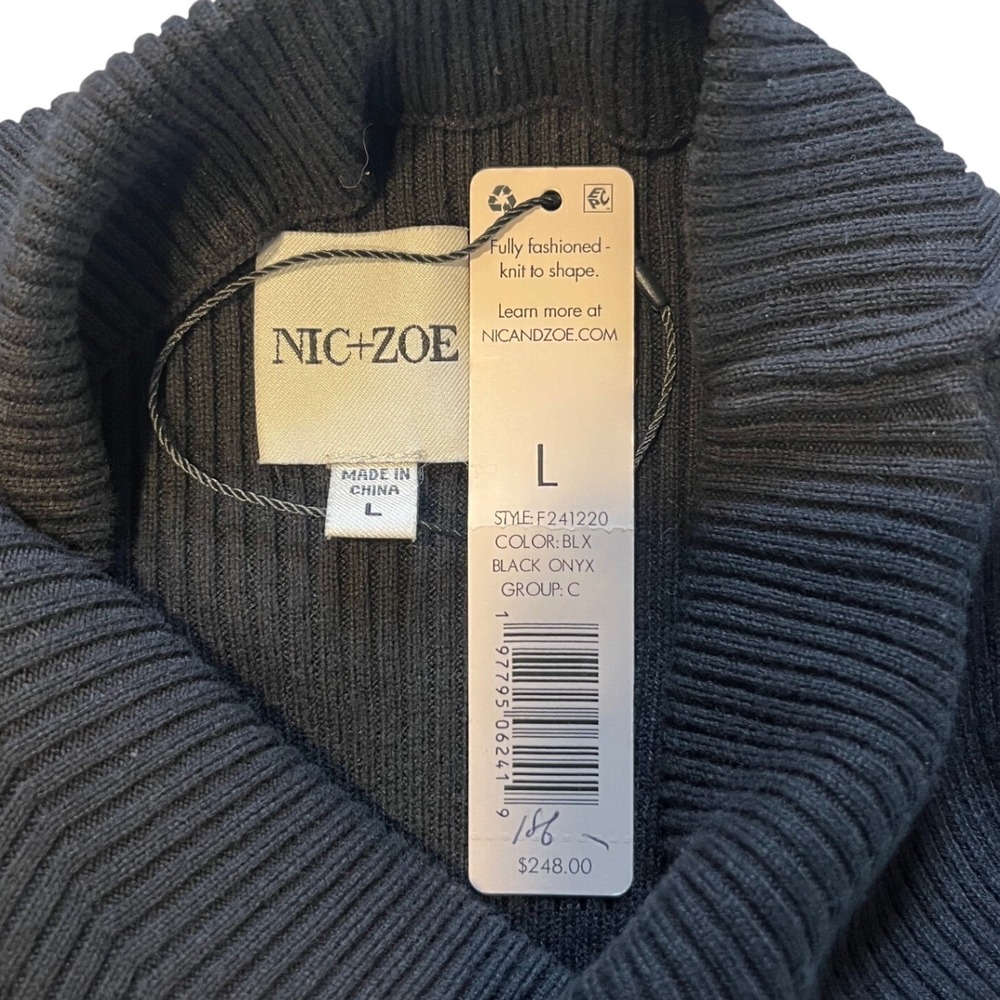 NWT Nic + Zoe Kira Long Sleeve Knit & Woven Pleated Maxi Dress Black Onyx  L - Picture 8 of 11